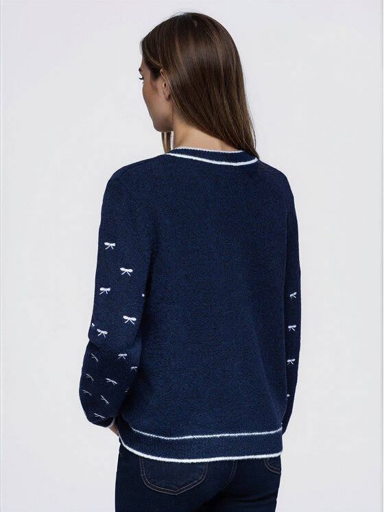 Ombre Ombre Kardigan OW-SW-E0032 Granatowy Regular Fit