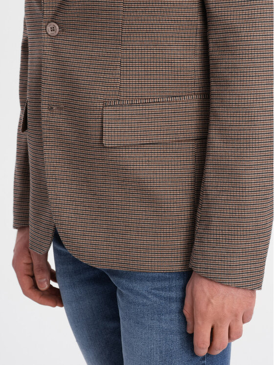 Ombre Ombre Marynarka OM-BLZB-0116 Brązowy Regular Fit
