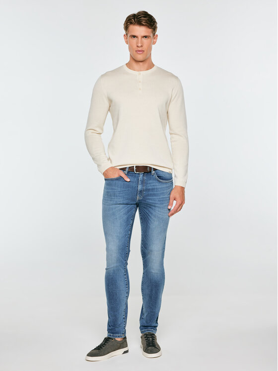 BIG STAR BIG STAR Sweter FINOS Kremowy Basic Fit