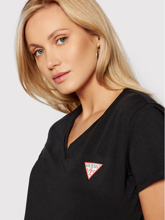 Guess Guess T-Shirt Mini Triangle W1YI1A J1311 Czarny Slim Fit