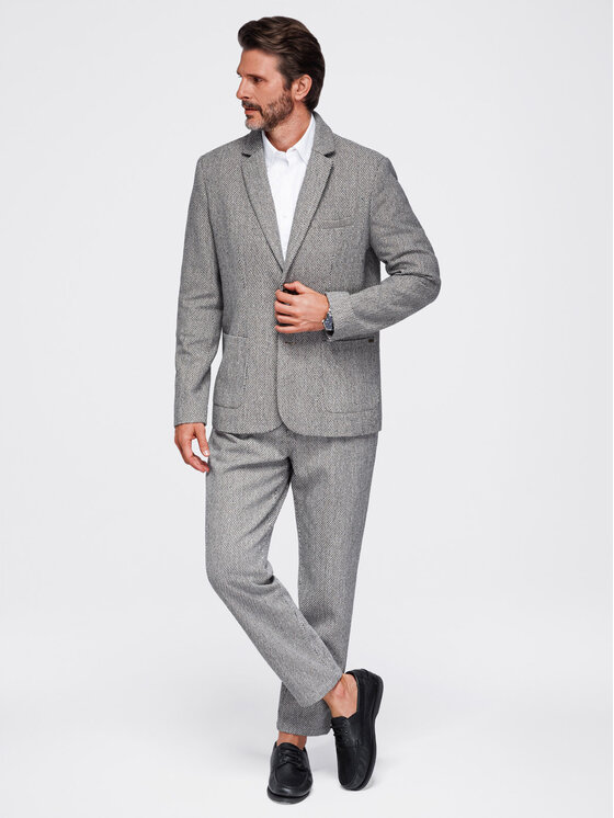 Ombre Ombre Marynarka OM-BLZB-0130 Brązowy jasny Regular Fit