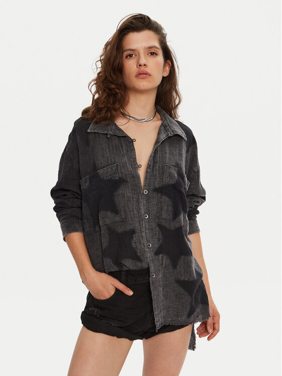 One Teaspoon Košeľa 26752 Sivá Regular Fit