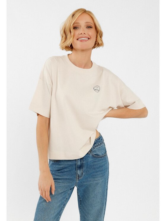 Volcano Volcano T-Shirt T-TUZ Écru Regular Fit