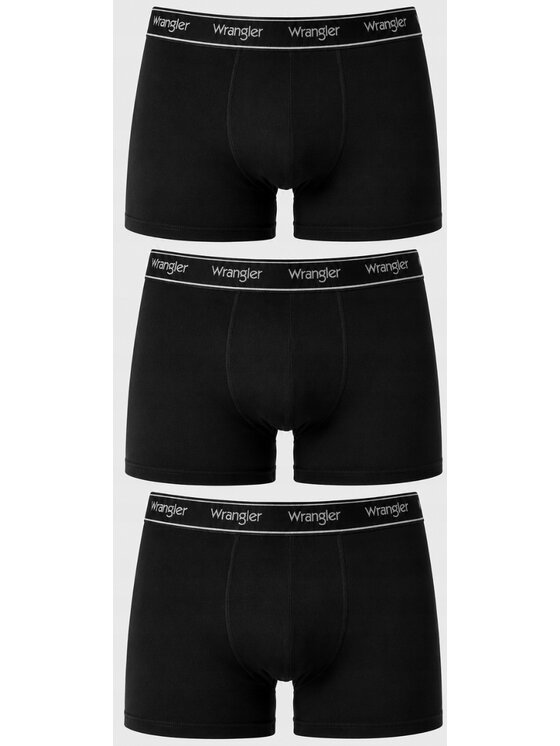 Wrangler Wrangler Bokserki Odwin 3 Pack Cotton Elastane Trunks Czarny