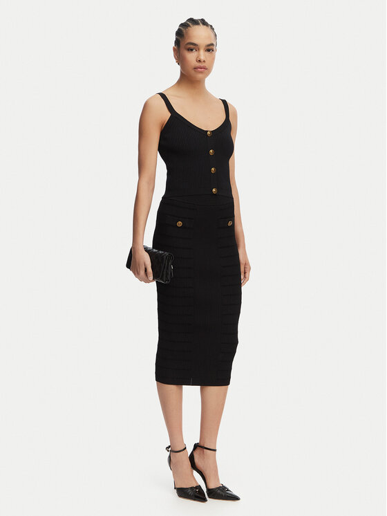 Guess Guess Tiesus sijonas W5YD66 Z0130 Juoda Slim Fit