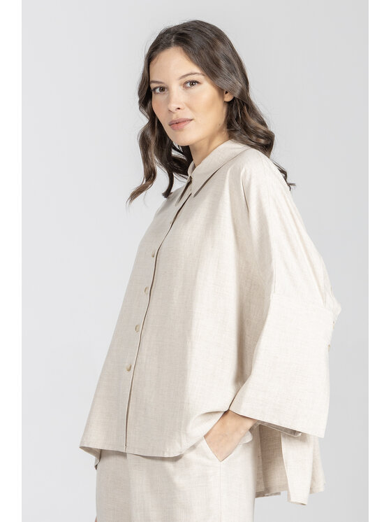 Deni Cler Milano Deni Cler Milano Koszula T-DC-1335-F2-20-12-1 Beżowy Loose Fit