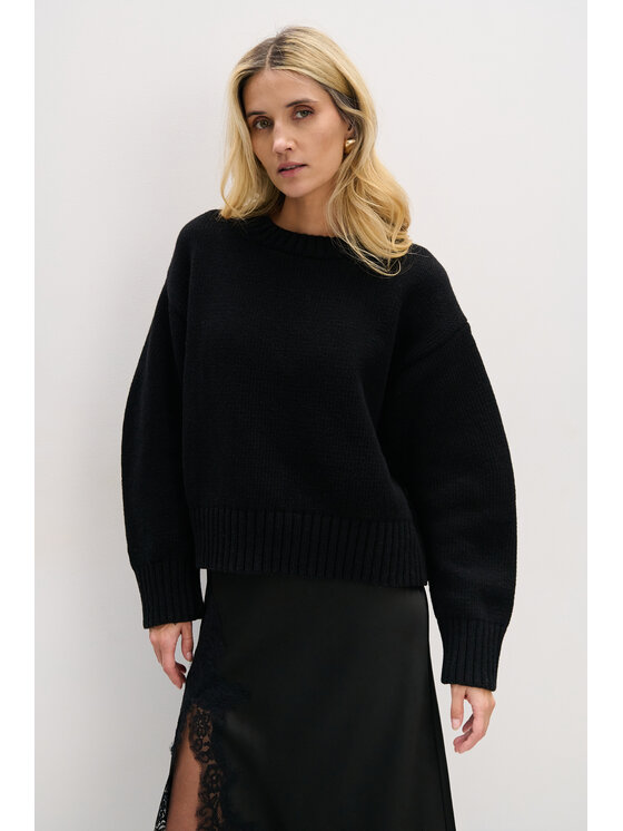 Fobya Fobya Sweter F2087 Czarny Basic Fit