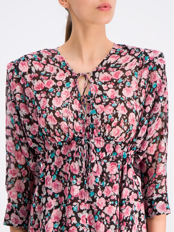 The Kooples Sukienka letnia Candy Flowers Lurex FROB18159K Różowy ...