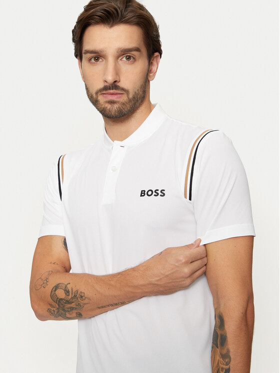 BOSS Boss T-Shirt Pariq 50534347 Biały Slim Fit