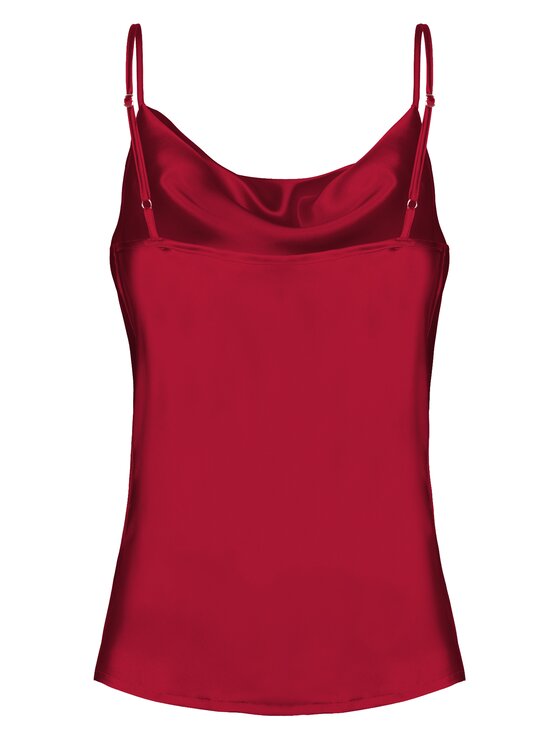 Cat&Cat Cat&Cat Top jedwabny z dekoltem woda Czerwony Regular Fit