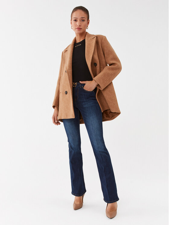 PINKO Pinko Płaszcz wełniany 101875 Y82W Brązowy Regular Fit