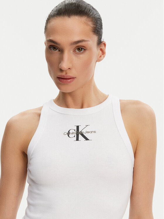 Calvin Klein Jeans Calvin Klein Jeans Top Monologo J20J225301 Biela Slim Fit