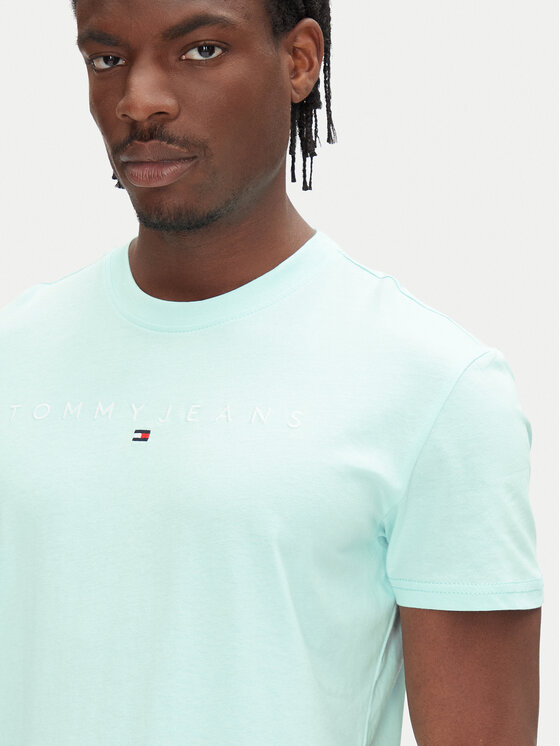 Tommy Jeans Tommy Jeans T-krekls Linear Logo DM0DM20744 Zaļš Regular Fit