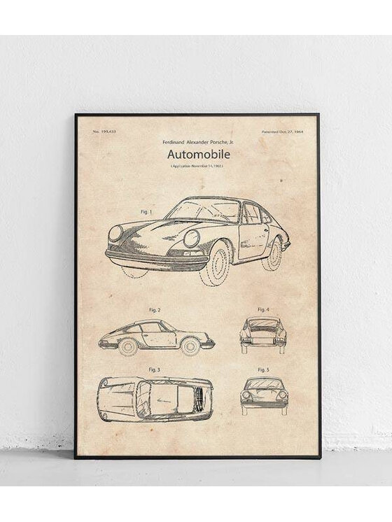 Poster Polytechnic Poster Polytechnic Komplet plakatów Patenty Motoryzacja Żółty