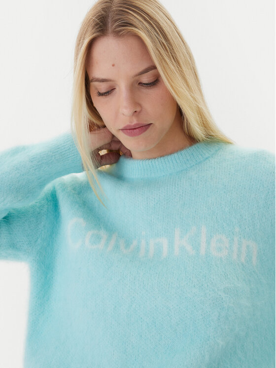 Calvin Klein Calvin Klein Sweter LV044D359G Turkusowy Relaxed Fit