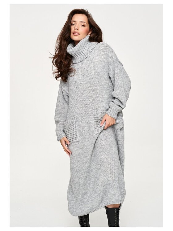 Makadamia Makadamia Sweter S178 Szary Loose Fit