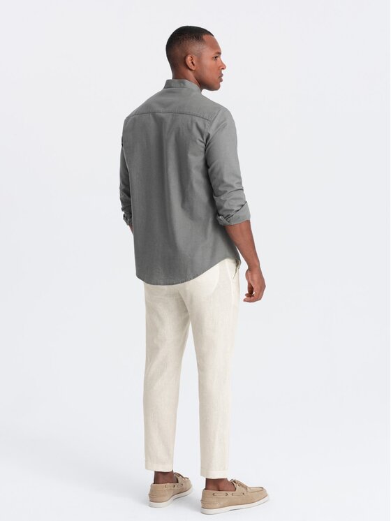 Ombre Ombre Kalhoty z materiálu OM-PACP-0198 Écru Chino Fit