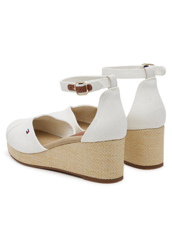 Tommy Hilfiger Tommy Hilfiger Félcipő Flag Closed Toe Mid Wedge Espad FW0FW08657 Fehér