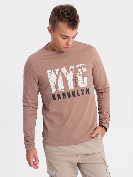 Ombre Ombre S dlouhým rukávem OM-LSPT-0115 Hnědá Regular Fit