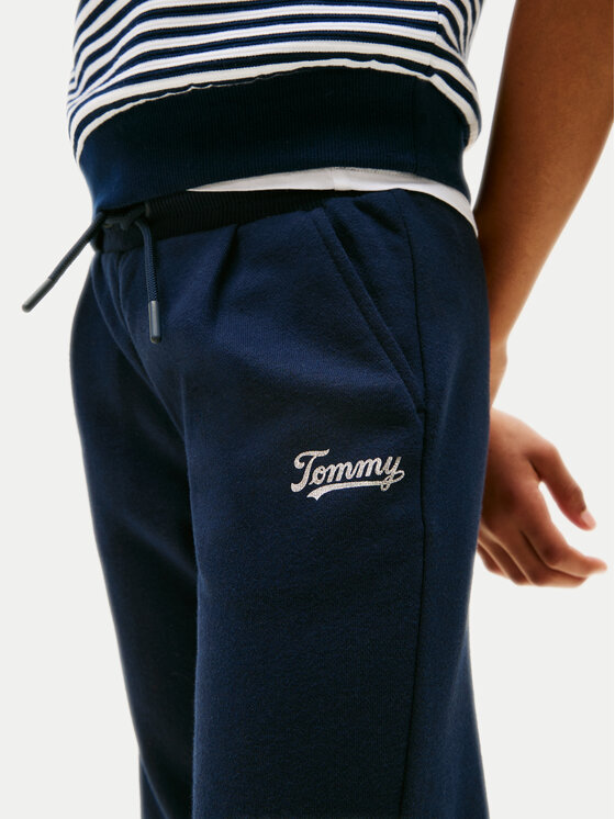 Tommy Hilfiger Tommy Hilfiger Spodnie dresowe Script KG0KG08669 Granatowy Wide Leg