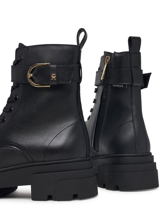 Tommy Hilfiger Tommy Hilfiger Trapery Leather Th Buckled Lace-Up Boot FW0FW09550 Czarny