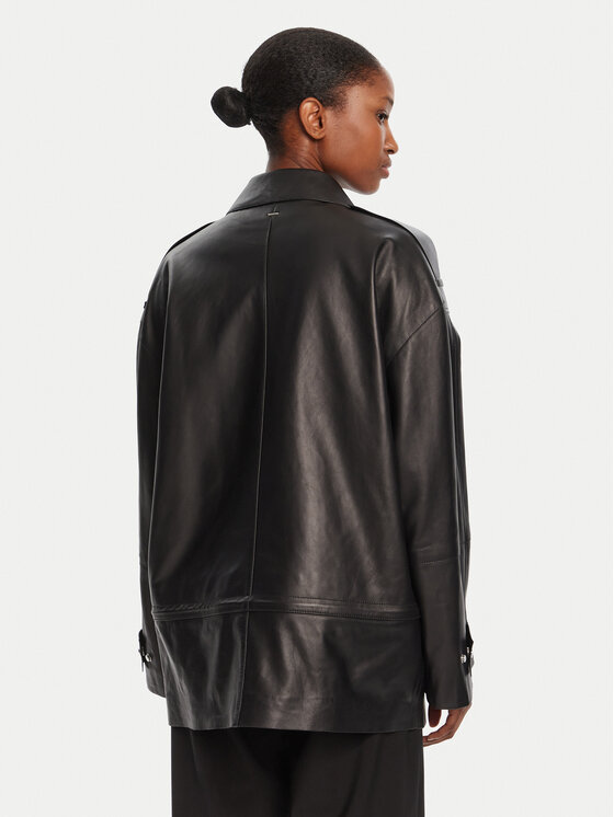 BOSS BOSS Lederjacke Salaha 50544445 Schwarz Relaxed Fit