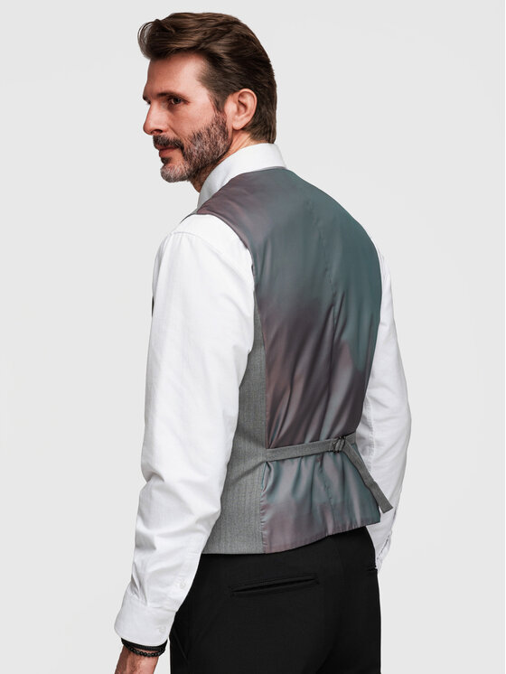 Ombre Ombre Kamizelka V65 Szary Slim Fit