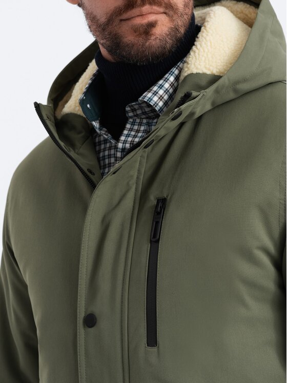 Ombre Ombre Parka OM-JALJ-0131 Khaki Regular Fit
