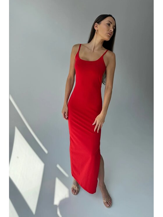 Chiara Wear Chiara Wear Sukienka letnia Sukienka maxi bez pleców BECKY Czerwony Slim Fit