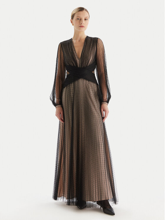 TWINSET TWINSET Rochie de seară 252TT2021 Negru Regular Fit