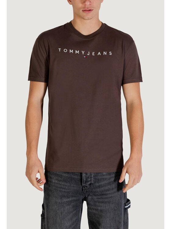 Tommy Jeans Tommy Jeans T-shirt TJM REG LINEAR LOGO Marrone Casual Fit