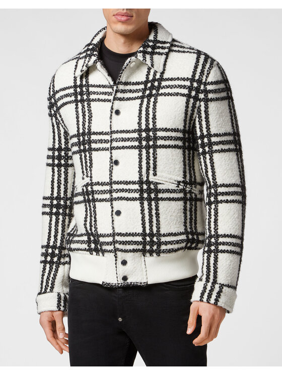 PHILIPP PLEIN PHILIPP PLEIN Kurtka bomber 4027 Biały Regular Fit