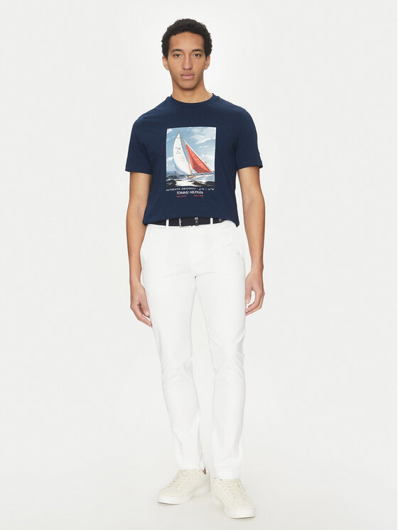 Tommy Hilfiger Tommy Hilfiger Chinosy Bleecker MW0MW26619 Biały Slim Fit