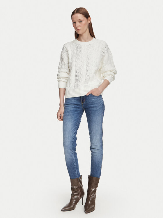 Guess Guess Пуловер W6YR21 Z0965 Бял Regular Fit