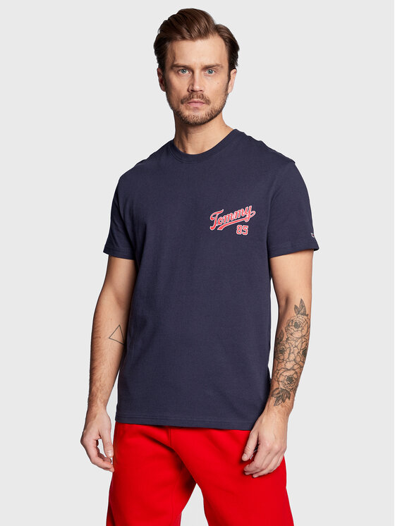 Tommy Jeans T-Shirt College 85 Logo DM0DM15672 Σκούρο μπλε Regular Fit