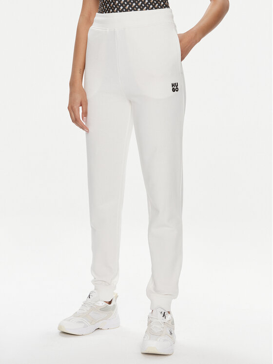 HUGO Hugo Teplákové kalhoty Nelfinia 50522417 Bílá Regular Fit