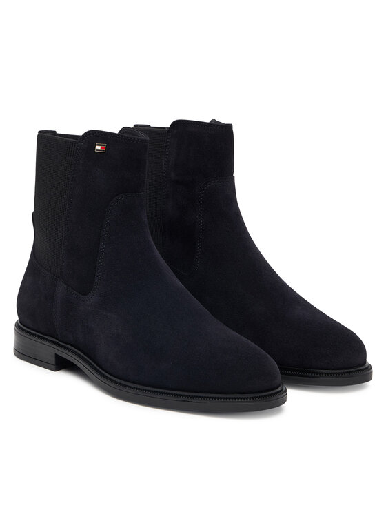 Tommy Hilfiger Tommy Hilfiger Sztyblety Enamel Flag Suede Ankle Chelsea FW0FW09575 Granatowy