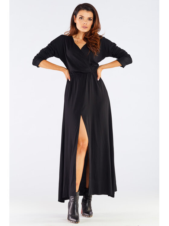 Awama Awama Letné šaty A454 Čierna Basic Fit