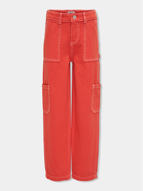 Kids ONLY Kids ONLY Hlače iz tkanine Vilje 15316877 Rdeča Straight Fit