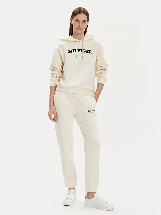 Tommy Hilfiger Tommy Hilfiger Majica dugih rukava Monotype Flock WW0WW41236 Écru Relaxed Fit