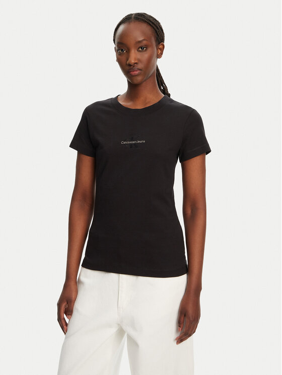 Calvin Klein Jeans T-Shirt Monologo J20J223563 Czarny Slim Fit