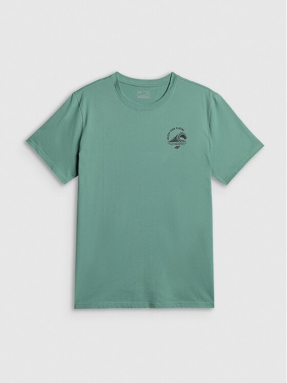 4F 4F T-Shirt 4FRSS26TTSHM4296-47S Πράσινο Regular Fit