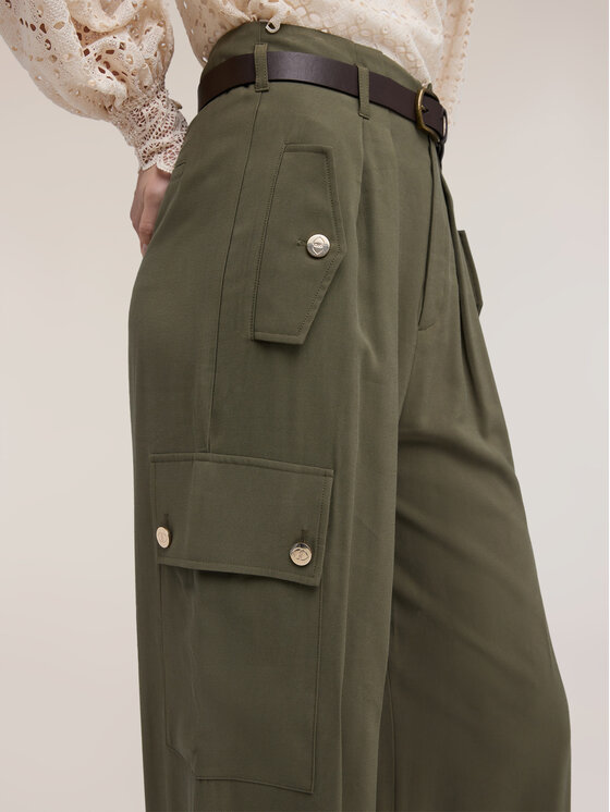 Motivi Motivi Pantaloni di tessuto P051Q004450N035 Verde Over Fit