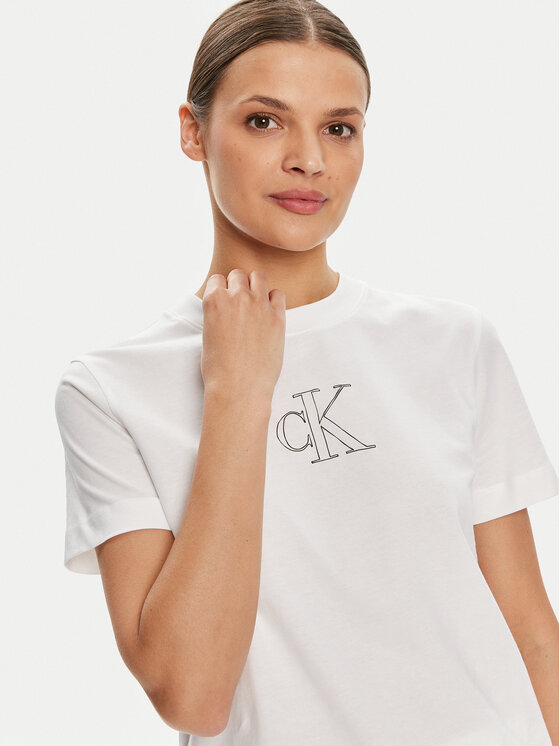 Calvin Klein Jeans Calvin Klein Jeans Marškinėliai Outlined J20J224791 Balta Regular Fit