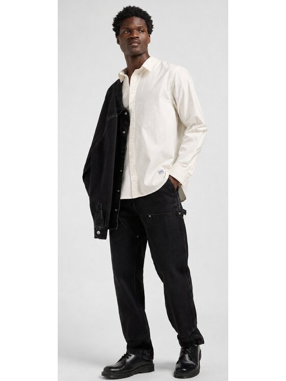 Lee Lee Koszula No Pocket Button Down Biały Relaxed Fit