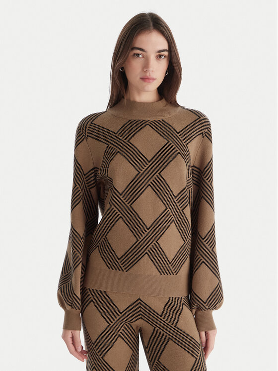 ONLY ONLY Bluză cu gât Anny 15327635 Bej Regular Fit