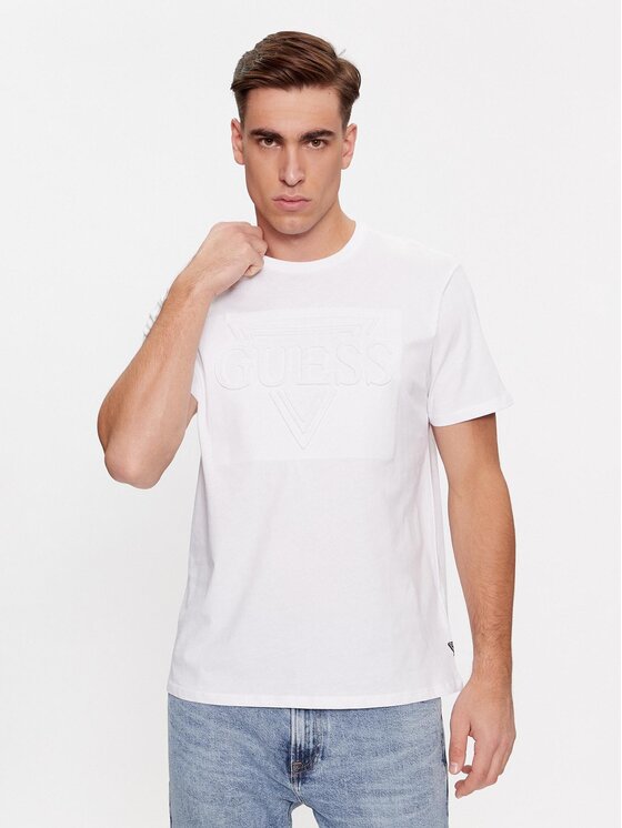 Guess Tricou M3YI92 K9RM1 Alb Slim Fit