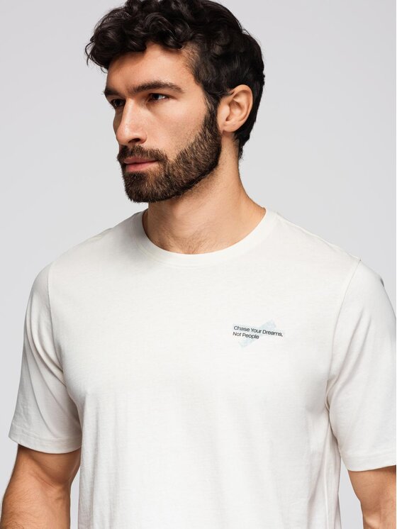 Ombre Ombre T-Shirt OM-TSPT-0258 Biały Regular Fit