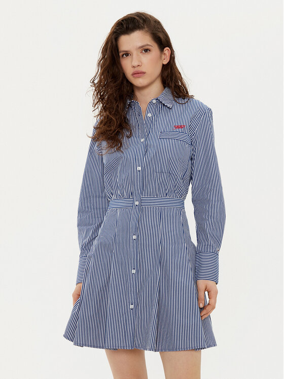 Tommy Jeans Tommy Jeans Košilové šaty DW0DW20470 Tmavomodrá Regular Fit