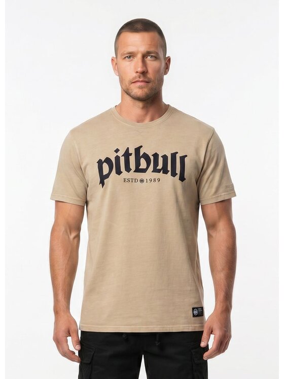 PITBULL PITBULL T-Shirt O'SIDE SKULL Beżowy Regular Fit